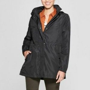 Anorak Waterproof Black Jacket with Packable Hood
